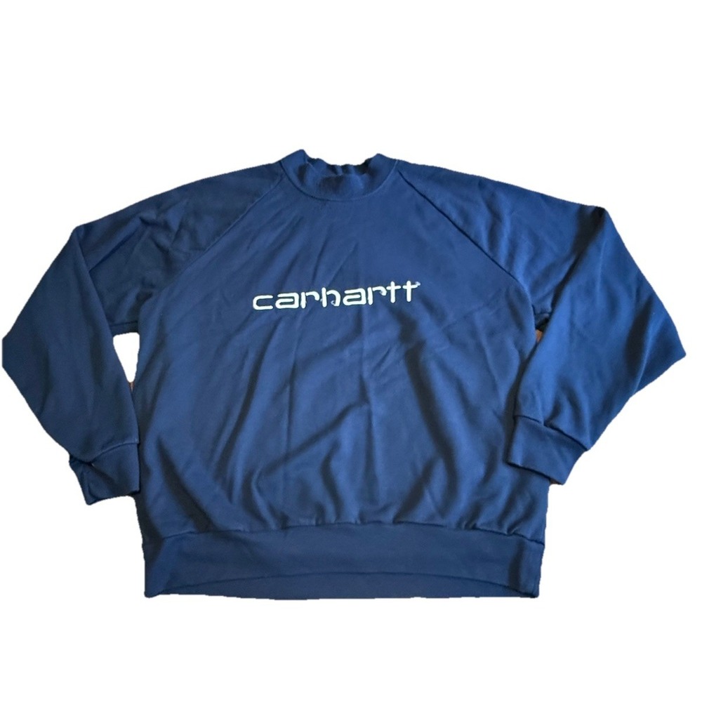 Vintage Carhartt Crewneck‎ Distressed Mens Navy Large Embroidered Rugged Outdoor
